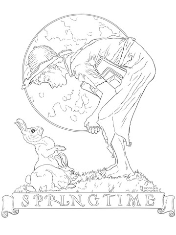 Bunny Boy By Norman Rockwell Coloring Page